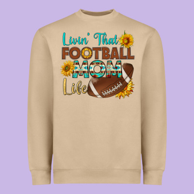 Livin' That Football Mom Life Heavyweight Sweatshirt Designed By Hra Design Shop