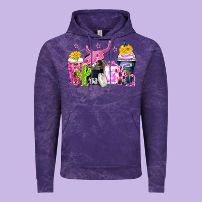 Neon Western Coffee Cups Vintage Hoodie Designed By Zillion Design Studio