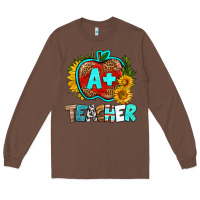 Chestnut a+ teacher apple Long Sleeve Tee - BundleAndBundleShop