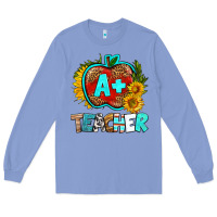 Colony Blue a+ teacher apple Long Sleeve Tee - BundleAndBundleShop
