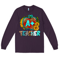Plum a+ teacher apple Long Sleeve Tee - BundleAndBundleShop