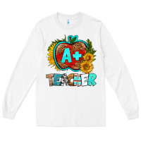 White a+ teacher apple Long Sleeve Tee - BundleAndBundleShop