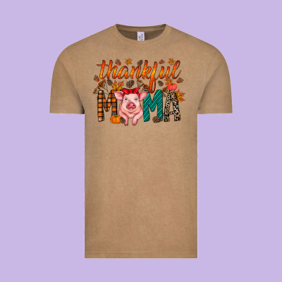 Thankful Mama Pig Vintage Tee Designed By Racoondesign