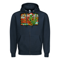 Navy feliz navidad merry christmas cactus Zipper Hoodie - Jasminsmagicworld