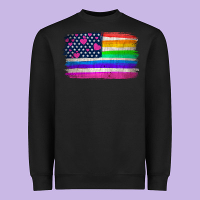 American Flag And Lgbt Flag  Background Heavyweight Sweatshirt Designed By Hra Design Shop