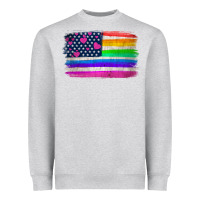 Heather Grey american flag and lgbt flag  background Heavyweight Sweatshirt - HRA Design Shop