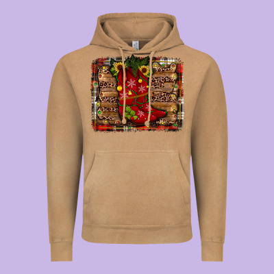 Cowboy Boots Christmas Vintage Hoodie Designed By Jahusdesignshop