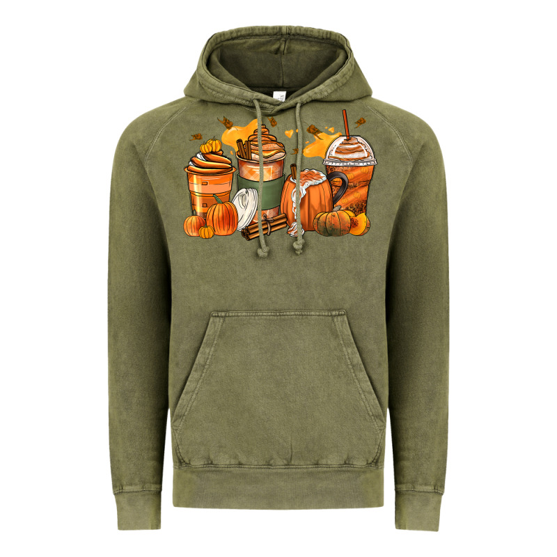 Pumpkin Spice Latte Coffee Cups Vintage Hoodie by Zillion Design Studio | Teevron