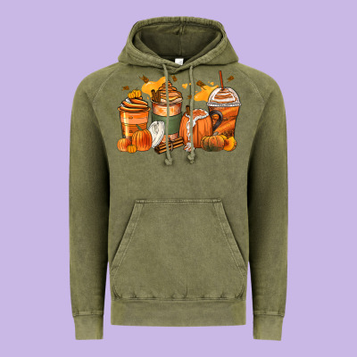 Pumpkin Spice Latte Coffee Cups Vintage Hoodie Designed By Zillion Design Studio