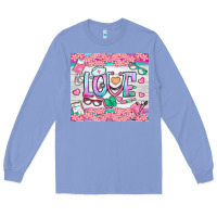 Colony Blue watercolor love nurse tumbler Long Sleeve Tee - BundleAndBundleShop