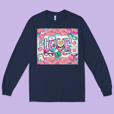Watercolor Love Nurse Tumbler Long Sleeve Tee Designed By Bundleandbundleshop