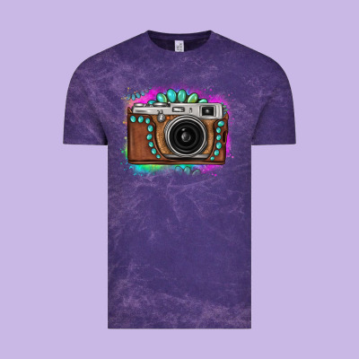 Tie Dye Gemstone Vintage Camera Vintage Tee Designed By Fadigitalartstudio