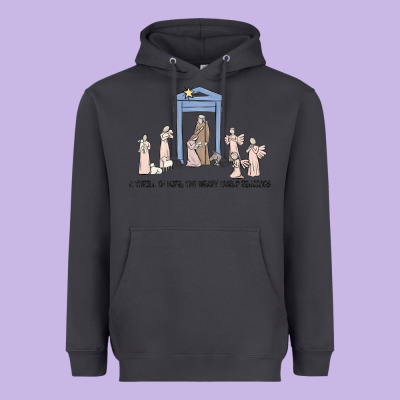 A Thrill Of Hope Nativity Heavyweight Hoodie Designed By Maliassmallbusiness