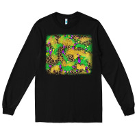 Black mardi gras fleur de lis and leopard background Long Sleeve Tee - AdoDesignShop