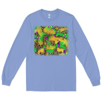 Colony Blue mardi gras fleur de lis and leopard background Long Sleeve Tee - AdoDesignShop