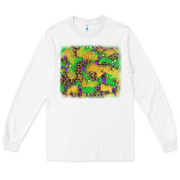 White mardi gras fleur de lis and leopard background Long Sleeve Tee - AdoDesignShop