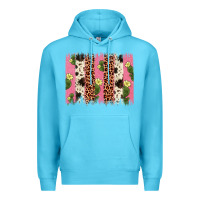 Ocean Blue cactus leopard cowhide brush stroke Premium Hoodie - Artiststas