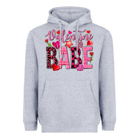 Heather Grey valentine babe Heavyweight Hoodie - NancyCooperArtShop
