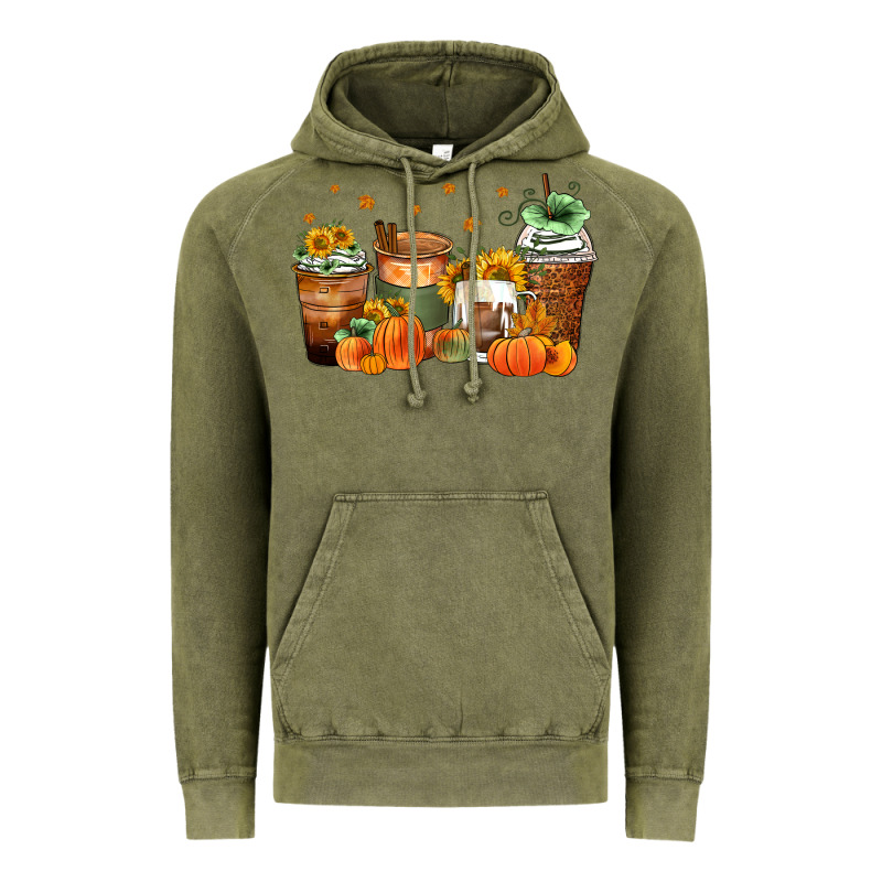 Fall Coffee Cups Vintage Hoodie by Zillion Design Studio | Teevron