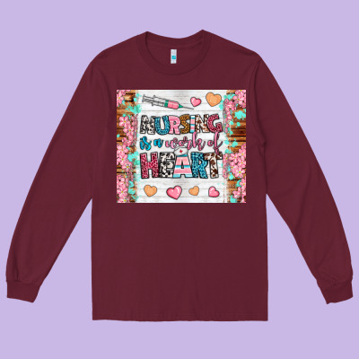 Nursing Is A Work Of Heart Tumbler Long Sleeve Tee Designed By Bundleandbundleshop