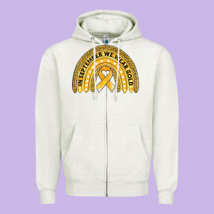 Childhood Cancer Awareness Rainbow Zipper Hoodie Designed By Jasminsmagicworld