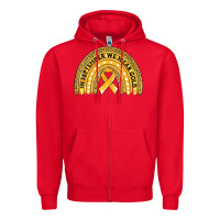 Red Childhood cancer awareness rainbow Zipper Hoodie - Jasminsmagicworld
