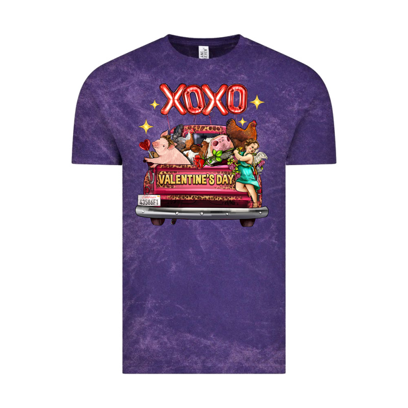 Valentine's Day Truck Farm Animals Cupid Xoxo Vintage Tee by FaDigitalArtStudio | Teevron