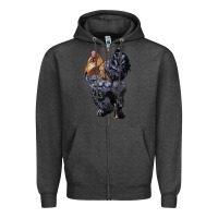 Charcoal Heather Brahma Rooster Zipper Hoodie - LillyAllenDesigns