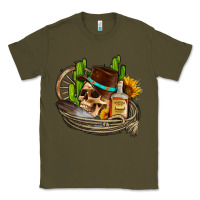 Army Green cowboy cactus  sunflowers whiskey Classic Tee - AdoDesignShop