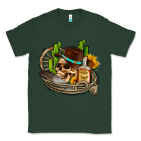 Sports Green cowboy cactus  sunflowers whiskey Classic Tee - AdoDesignShop