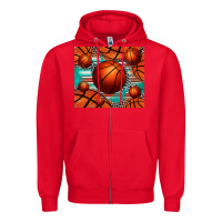 Red basketball leopard serape tumbler Zipper Hoodie - Jasminsmagicworld