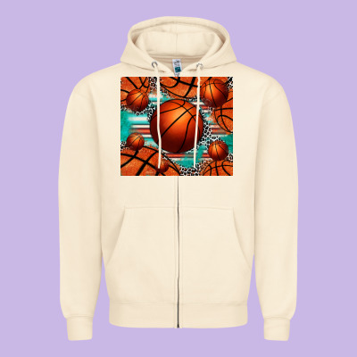 Basketball Leopard Serape Tumbler Zipper Hoodie Designed By Jasminsmagicworld
