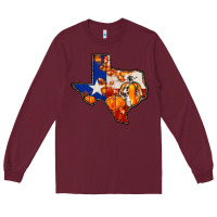 Burgundy texas map fall Long Sleeve Tee - JahusDesignShop