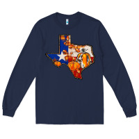 Navy texas map fall Long Sleeve Tee - JahusDesignShop