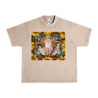 French Oak merino ram with sunflowers and gemstone mousepad Urban Heavy Tee - BarkalooDesign