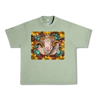 Oil Green merino ram with sunflowers and gemstone mousepad Urban Heavy Tee - BarkalooDesign