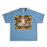 Pebble Blue merino ram with sunflowers and gemstone mousepad Urban Heavy Tee - BarkalooDesign