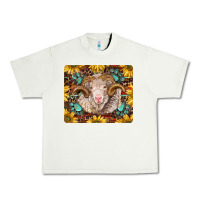 Pistachio merino ram with sunflowers and gemstone mousepad Urban Heavy Tee - BarkalooDesign