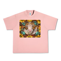 Salmon merino ram with sunflowers and gemstone mousepad Urban Heavy Tee - BarkalooDesign