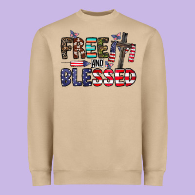 Free And Blessed Heavyweight Sweatshirt Designed By Cowhidedigitalart