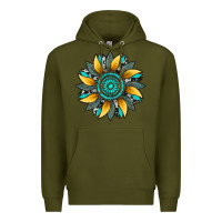 Army Green sunflower gemstone leopard Premium Hoodie - Artiststas