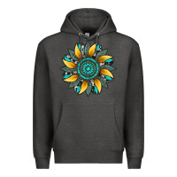 Charcoal Heather sunflower gemstone leopard Premium Hoodie - Artiststas