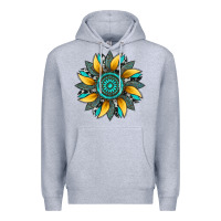 Heather Grey sunflower gemstone leopard Premium Hoodie - Artiststas