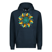 Navy sunflower gemstone leopard Premium Hoodie - Artiststas