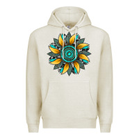 Oatmeal Heather sunflower gemstone leopard Premium Hoodie - Artiststas