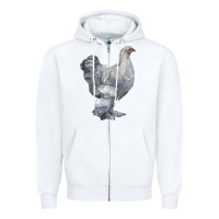 White Brahma Chicken Zipper Hoodie - LillyAllenDesigns