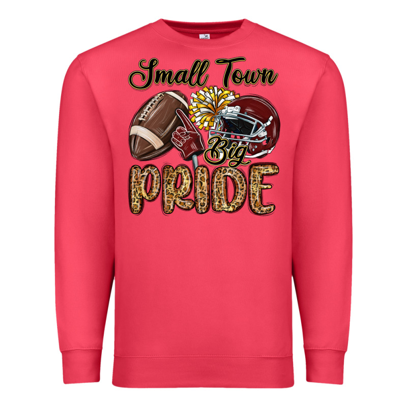 Small Town Big Pride Maroon Yellow Premium Sweatshirt by MaliasSmallBusiness | Teevron