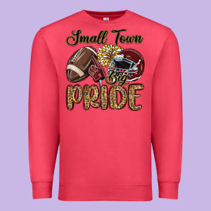 Small Town Big Pride Maroon Yellow Premium Sweatshirt Designed By Maliassmallbusiness
