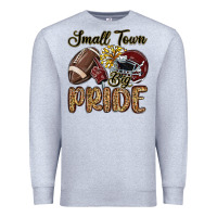 Heather Grey small town big pride maroon yellow Premium Sweatshirt - MaliasSmallBusiness