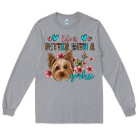 Heather Grey life is better with a yorkie Long Sleeve Tee - Jasminsmagicworld